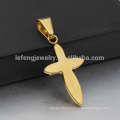 In stock stainless steel crystal 14k gold pendant,single cross pendant design